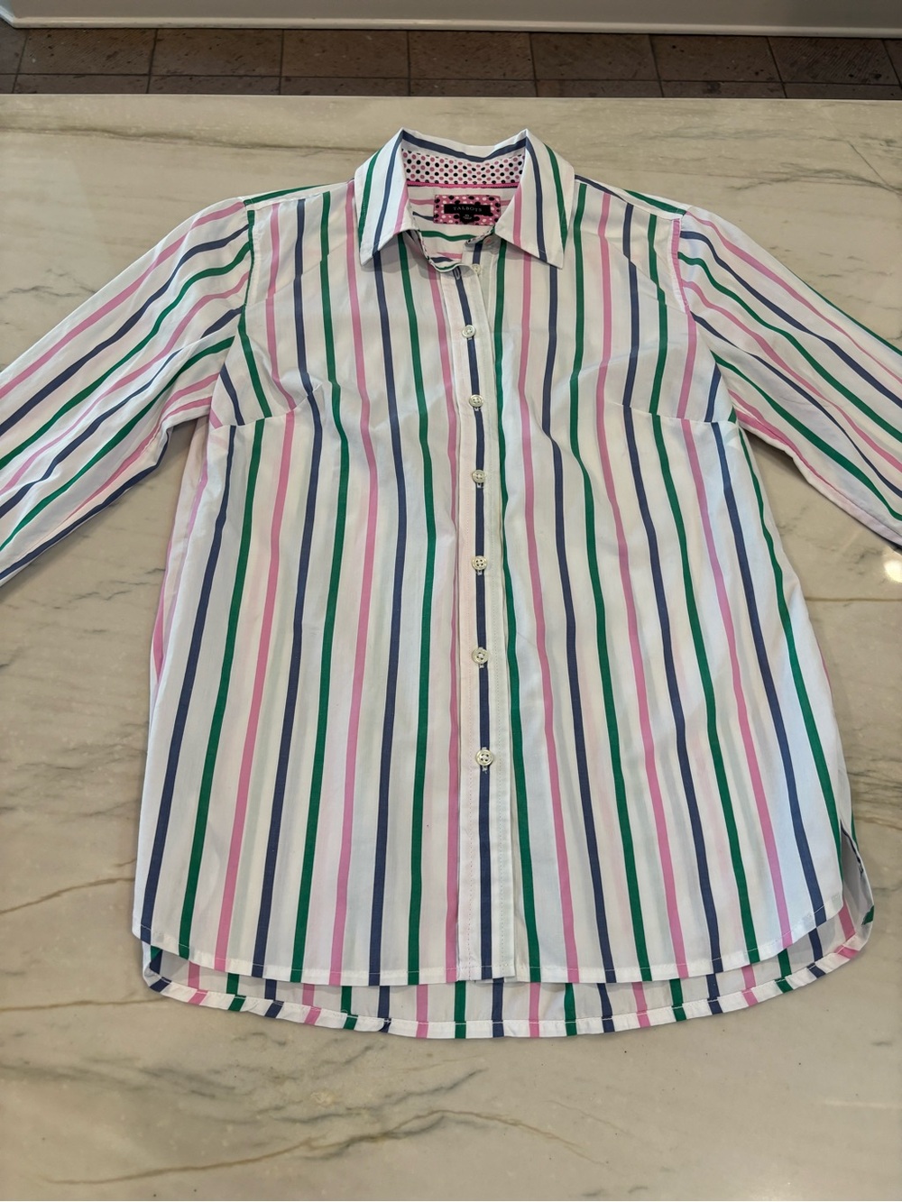 Talbots ' White Multi-Stripe Button-Up Shirt